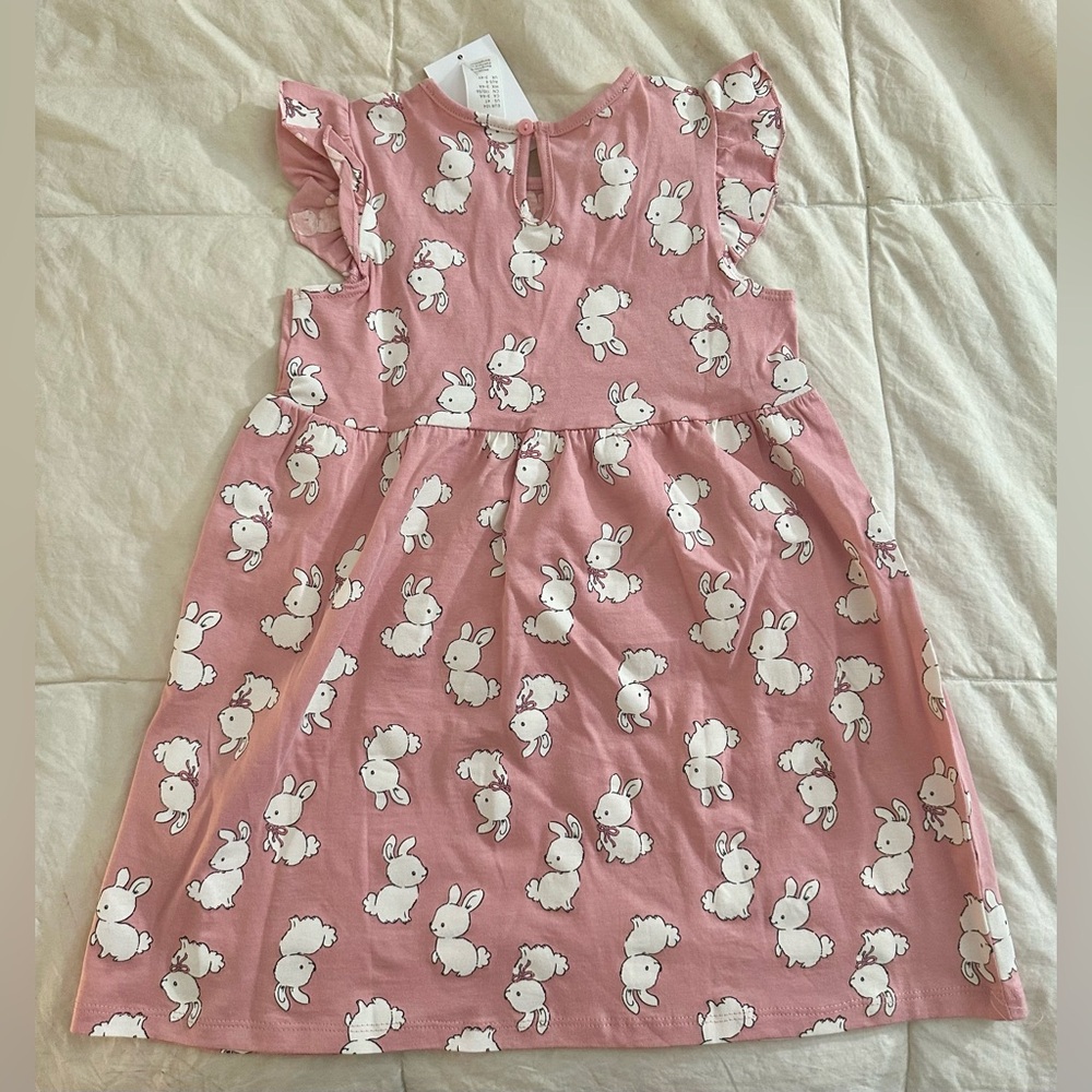 H&M Girls Summer Dress | Size 4T Years | Bunny & Colorful Flowers - Picture 2 of 4